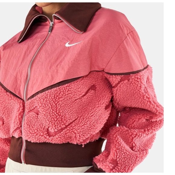Pink Nike cropped sherpa/ windbreaker jacket - Picture 7 of 8